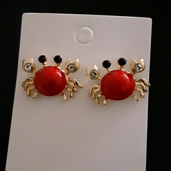 😍 Jeweled Crab Earrings- red - Picture 4 of 6